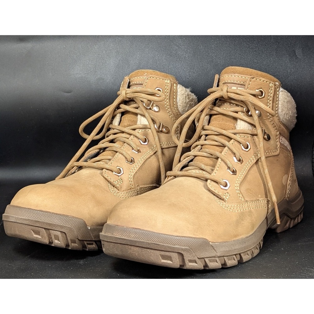 Caterpillar Women Tess Steel Toe Work Boots Leather Tan P91009 7.5W